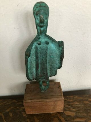 Small Brutalist Metal Table Metal Sculpture Woman Figurine Abstract