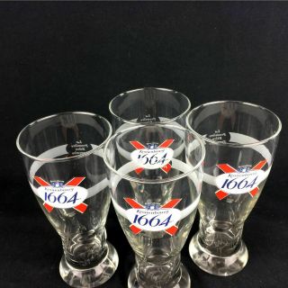 Set (4) Kronenbourg 1664 Beer Glasses 7 - 1/2 " Tall 0.  5l (19 Oz)