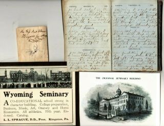 1859 Handwritten Diary Young Woman Attending Wyoming Seminary In Kingston Pa