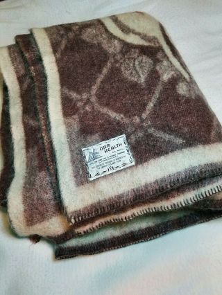 Vintage Orr Health Soft Wool Blanket 82”x68” Rose & Cream Color W/ Tulip Design