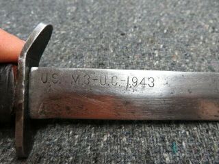 Wwii Us Army M3 Fighting Knife - Blade Marked U.  C.  (utica Cutlery) 1943 - Named