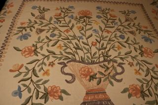 Vintage Chenille Bedspread Bouquet Of Flowers Cabin Crafts Needle Tuft 92 X105 "