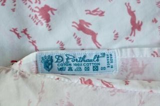 D.  Porthault pink lapins bunny rabbit boudoir France cotton baby pillow sham EUC 2