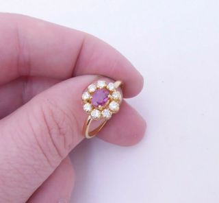 18ct Gold Ruby Diamond Ring,  Cluster