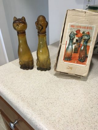 Vintage 1960’s French Poodle And Cat Liquor Decanter Set