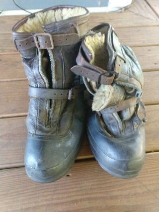 Ww2 Us Army Air Corps Type A - Ga Pilots Winter Flying Boots Sz Xl 9 - 10