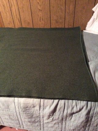 Vintage Wool Blanket 75 " X 85 " Stitched Edge Dry Cleaned
