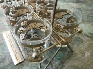 Vintage Set Of 6 Gold MID CENTURY MODERN Style ROCKS LOW BALL COCKTAIL GLASSES 3