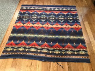 Vintage Western Camp Blanket Aztec Multi Colored 65 " X 67 "