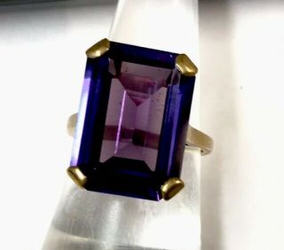 Stunning Vintage 9ct Gold Colour Change Amethyst Large Stone Ring London 1973