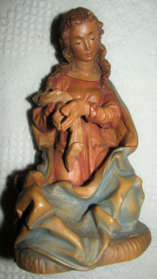 Anri Walter Bacher Vintage 8.  5 " (10 ") Nativity Carved Wood Mary Figurine Italy