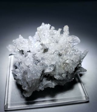 - Fluorescent Calcite on Quartz crystals on matrix,  mine Mexico 3