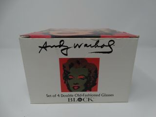 Block Andy Warhol Marilyn Monroe Lowball Rock Glasses Set Of 4