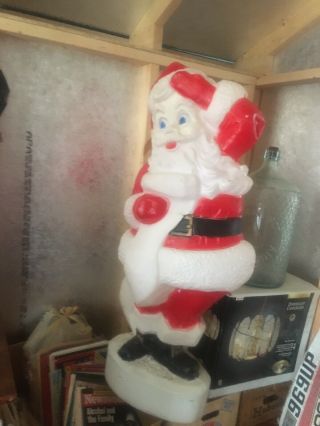 Vintage Christmas Santa Claus Blow Mold Lighted With List Yard Decorations