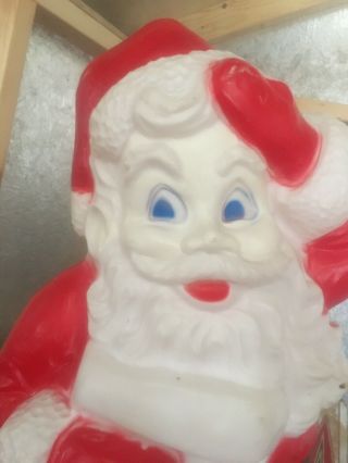 Vintage Christmas Santa Claus Blow Mold Lighted With List Yard Decorations 3