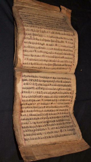 Antique Religious Book Manuscript Buddhist Tibetan Asian Handwritten Script Art