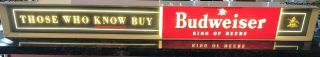 Vintage Budweiser Lighted Bar Sign 1950s King Of Beers For Those Who Know 4’