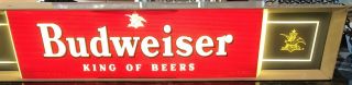 Vintage Budweiser Lighted Bar Sign 1950s King of Beers For Those Who Know 4’ 2