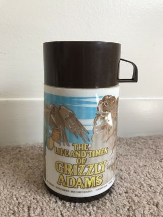 The Life And Times Of Grizzly Adams Aladdin Plastic Thermos Vintage 1977