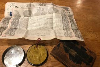 Queen Victoria Patent Vellum & Large Wax Seal - 1857 W/ Tin & Box Wm Newton