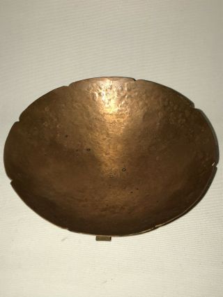 Antique Arts & Crafts Hammered Copper Footed Bowl - Nr