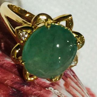 4.  66 Ct Estate Vintage 14k Yellow Gold Natural Jade Diamond Ring Jewelry R990