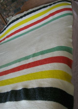 Vintage Mariposa 4.  5 Point Hudson Bay Style Wool Blanket 72 X 60 4 Color Stripes