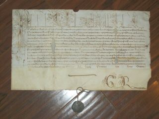 Rare Intact Early Papal Bull Of Pope Paul V On Parchment W/ Bulla,  Dated 1617