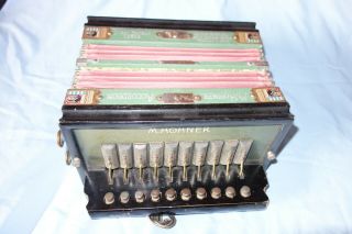 Vintage M.  Hohner Gold Medal St Louis 1904 Steel Reeds 10 Button Accordion