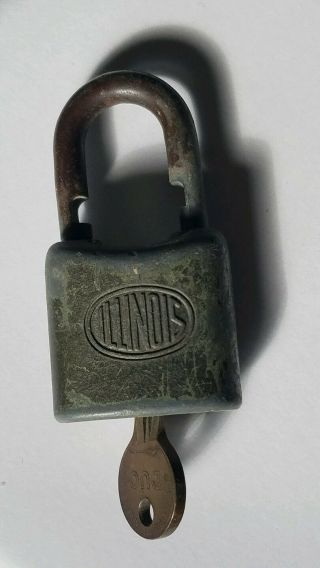 Vintage Illinois Padlock With Key