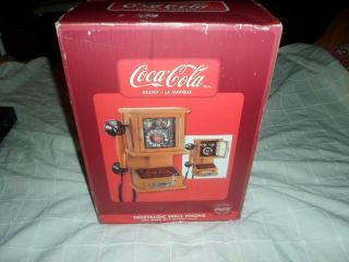 Coca - Cola Nostalgic Wall Phone Real Wood Frosted Glass