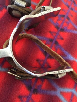 CROCKETT Vintage,  Heavy Stainless SPURS with makers mark,  Double etched conchos 3