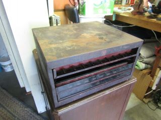 Incomplete Antique Star Twist Usa 4 Drawer Sewing Thread Spool Display Case.