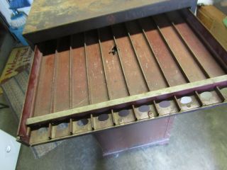 Incomplete antique Star Twist USA 4 drawer sewing thread spool display case. 2