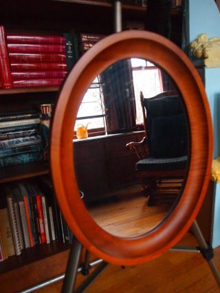 Vintage Tell City Chair Co.  Hard Rock Maple Oval Mirror 2134