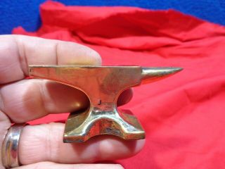 Antique Miniature Brass Blacksmith Anvil Desk Top Paperweight 10