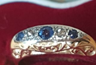 George V 18ct Gold & Platinum Sapphire And Diamond Ring Sz L