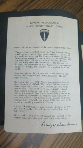 World War Ii Scrapbook With Eisenhower D - Day Letter