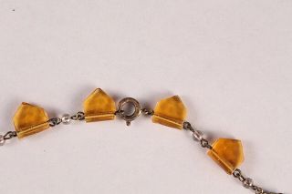 VINTAGE Art Deco Amber Glass Bead Brass Collar Necklace necklace 3