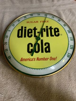 Diet Rite Cola Advertising Thermometer Sign Glass Front