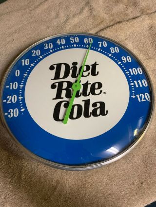 Diet Rite Cola Advertising Thermometer Sign 12” Glass Front
