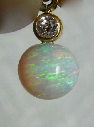 Art Deco Opal Diamond Pendant Necklace 14k Gold Wedding Engagement Edwardian