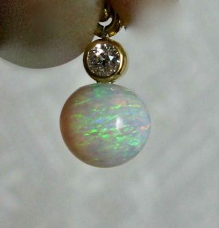 Art Deco Opal Diamond Pendant Necklace 14K Gold Wedding Engagement Edwardian 2
