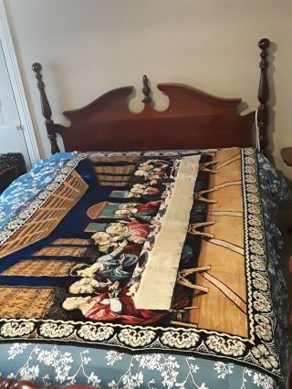 Vintage Velvet Tapestry Wall Hanging Rug Last Supper Made In Italy 4ftx6ft Huge