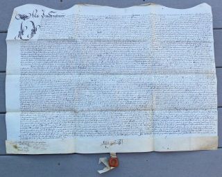 1610 James I Hand Written English Manuscript Indenture On Vellum With Red Seal