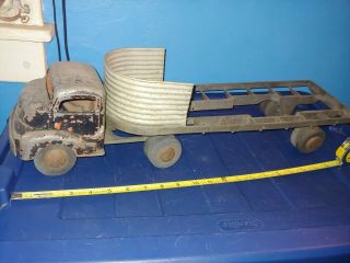 Vintage Smith Miller Pressed Steel Tractor Trailer Truck Restore Or Parts