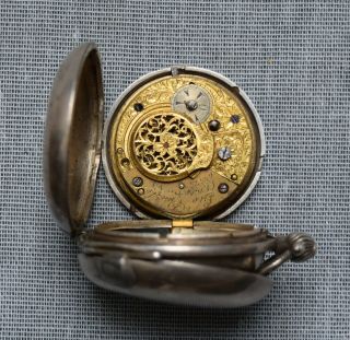 Vintage Silver Antique Verge Fuse Pocket Watch GEORGE CHARLE LONDON 65575 37mm 3