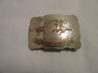 Vintage Nickel Silver Belt Buckle - Western Design