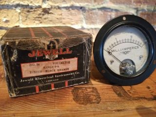 Vintage Jewell Electrical Miliamps Gauge Steampunk Radio Instrument
