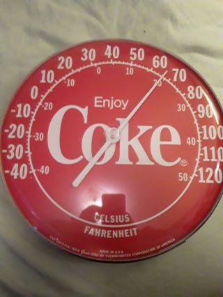 Vintage 1984 Ohio Jumbo Dial Thermometer Coke 12 " Wall Hanging Coca Col